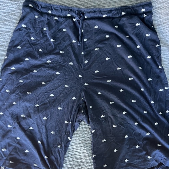 Lacoste Navy Shorts with Logo Pattern - Picture 2 of 5